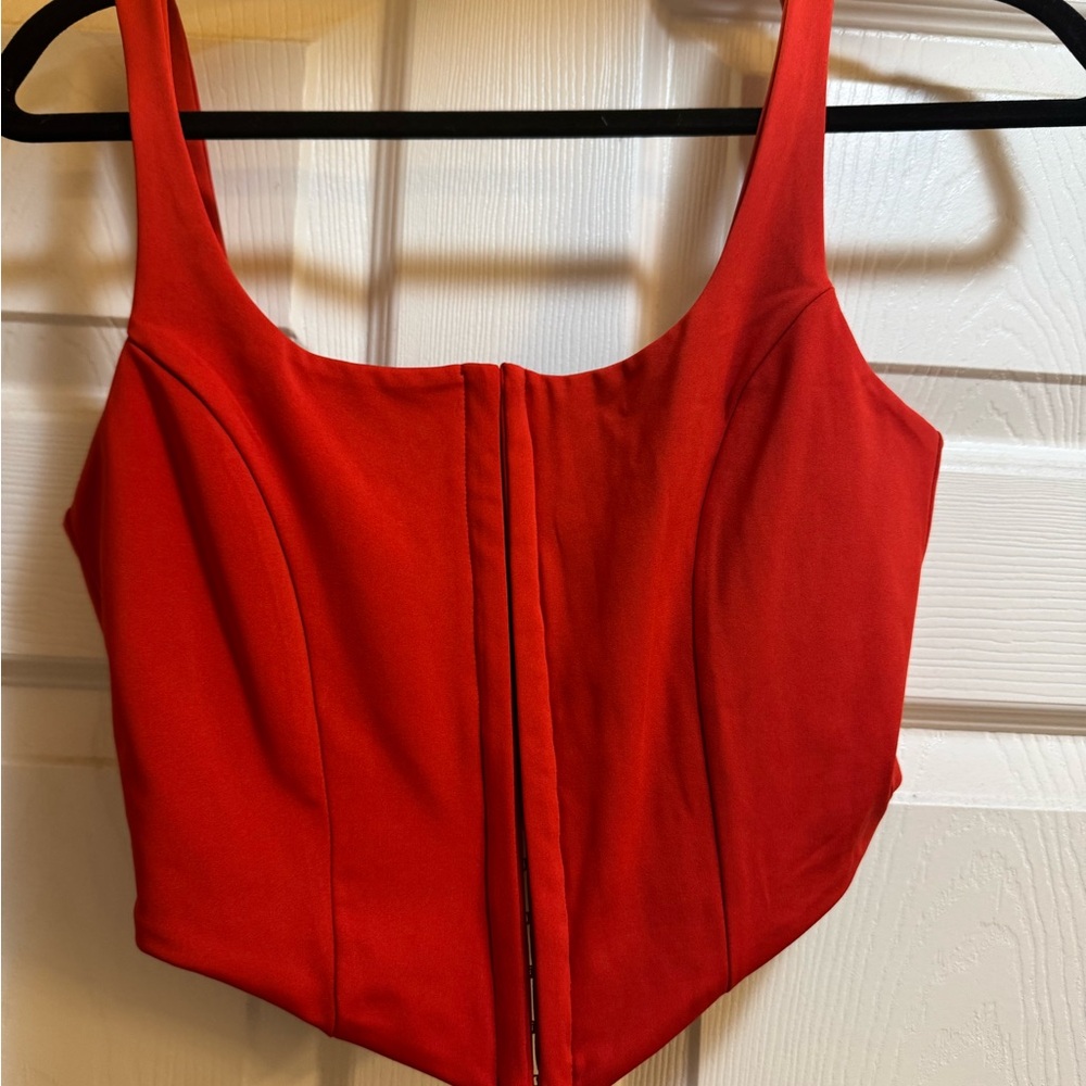 Red Women's Corset Crop Top